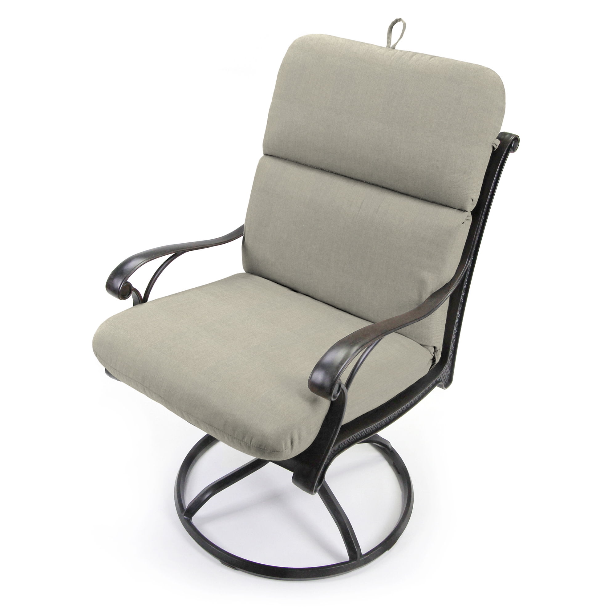 Jordan Manufacturing Sunbrella 45" x 22" Spectrum Dove Beige Solid Rectangular Outdoor Chair Cushion with Ties and Hanger Loop