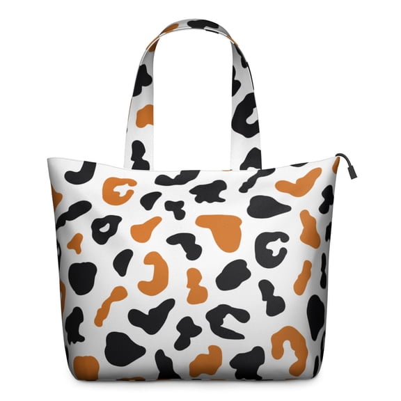 White and Orange Of Leopard Print Travel Tote Bags for Women Carry On,Large Weekender Bags for Women Travel,Multi Functional Duffle Bag for Work,Shopping,Sports
