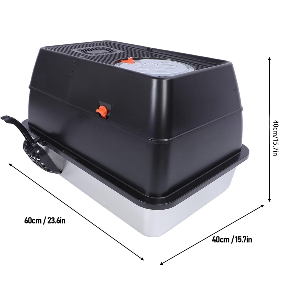 PetWhole Extra Large Stainless Steel Enclosed Cat Litter Box with Accessories, Black