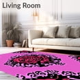 thumbnail image 2 of ODIKA 6'x9' Machine Washable Non-Slip Area Rug, Elegant Rose Bloom Motif with Scrollwork Petals and Intricate Filigree Accents High Traffic Rug with Pad, Pink, 650985, 2 of 8