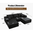 thumbnail image 6 of 107.5" Cloud Sectional Couch with 1 Ottoman,Modern Modular Comfort U Shaped Sofa Couches for Living Room ,No Assembly Required,(Black,Right Facing Chaise), 6 of 8