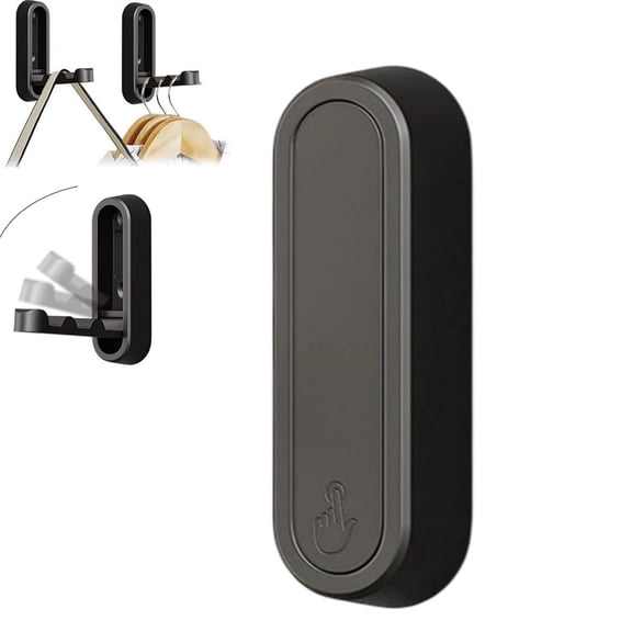 1 Pcs Heavy Duty Folding Wall Hooks,Black Metal Towel Hooks,Invisible Retractable Coat Hooks,Single Robe Hooks,Easy Installation,for Bathroom Kitchen Closet Entryway By Scheam
