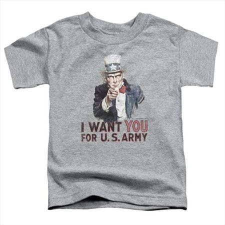 

Army-I Want You - Short Sleeve Toddler Tee- Athletic Heather - Medium 3T