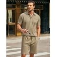 thumbnail image 5 of COOFANDY Men's Waffle Knit Polo Shirt and Shorts Set 2 Pieces Outfits Summer Suit Casual Tracksuit with Pockets, 5 of 6
