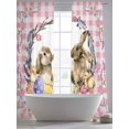 thumbnail image 5 of Easter Bunny Sheer Curtains 84 Inch Length 2 Panels Set Window Treatments, Spring Easter Eggs Chick Floral Pink Check Rod Pocket Semi Curtains for Living Room/Bedroom/Kitchen Décor, 104"W x 84"L, 5 of 7