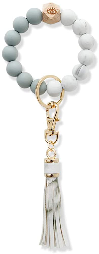 Silicone Bead Keychain Keychain Wristlet Silicone Key Ring Beaded Wristlet