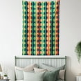 thumbnail image 4 of Geometric Circle Decor Tapestry, Pop Art Vertical Striped Half-Pattern Ring Forms Retro Poster Print, Wall Hanging for Bedroom Living Room Dorm Decor, 60W X 80L Inches, Orange Teal, by Ambesonne, 4 of 5
