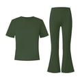 thumbnail image 4 of biudgviw Girls Clothes 2 Piece Outfits Summer Crewneck Short Sleeve T Shirts with Flare Pants Casual Clothing Set 5-15 Years, 4 of 7