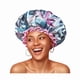 thumbnail image 1 of wonima11 Large Shower Cap for Women Reusable Waterproof, Hair Cap for Shower with Double Layers, Tropic Style Hair Cover with Elastic Band for Shower suit for Long Hair, Braids, 1 of 1