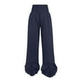 thumbnail image 5 of Linen High-Waist Palazzo Pants - Women's Summer Double Layer Flowy Trousers, Elegant Wide Leg Bohemian Pants | Yubnlvae (Navy | XL), 5 of 7