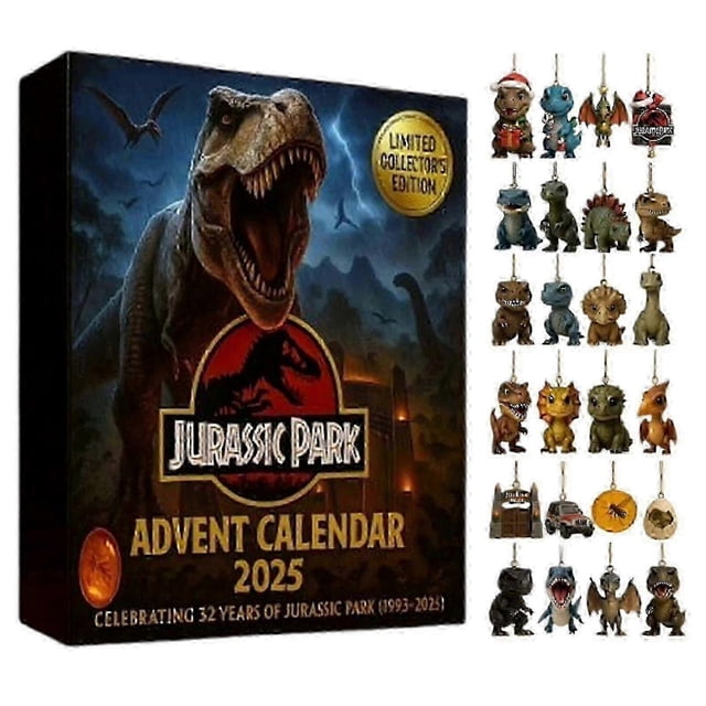 New Calendar Christmas Dinosaur Advent 2025 Acrylic Advent Calendar for 24 Days
