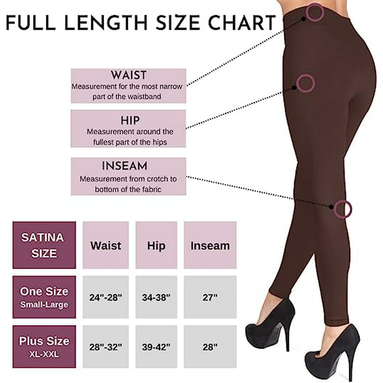 Satina High Waisted Leggings for Women | 3 Inch Waistband (One Size, Brown)