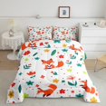 thumbnail image 2 of YST Foxes Comforter Set Cartoon Fox Bedding Sets King for Kids Teen Girls Cute Animal Print Comforter Colorful Flowers Leaves Bedding Comforter Sets Soft Lightweight All Season, 2 of 6
