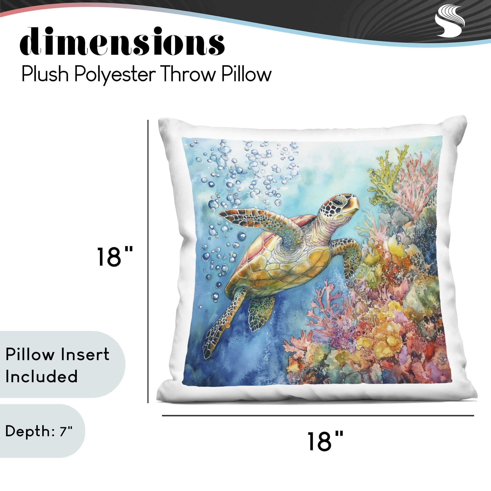 Stupell Industries Underwater Sea Turtle Bubbles Decorative Printed Throw Pillow, design by Tina LeCour