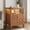 Brown, variant on Farmhouse Nightstand with 2 Storage Drawers, Wooden Rustic End Table with V-Shaped Design, Open Shelf & Multi-Variable RGB LED Backlight, White