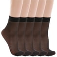 thumbnail image 1 of 5 Pairs Women's Solid Sexy Perspective Socks Breathable Invisible Socks Mid Tube Socks, 1 of 7