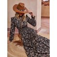 thumbnail image 6 of Black Ditsy Floral Maxi Dress With Ruffle Trim And Tie Neck, 6 of 21