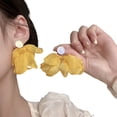 thumbnail image 5 of SmartBy Women Mesh Petal Drop Earrings Handmade Large Chiffon Floral Dangle Earrings Vintage Stud Earrings for Vacation Wedding, 5 of 7