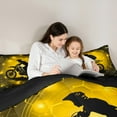 thumbnail image 4 of Feelyou Modern Speed Sports Bedding Comforter Set 7pcs, Extreme Motorcycle Queen Bedding Sets, Glitter Gold Honeycomb Reversible Queen Sheet Sets, Lightweight Room Decor, 4 of 8