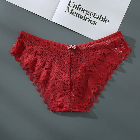 JNGSA Womens Sexy Underwear  Satin Bikini Panties Lace Underwear Hipster Cheeky Panty Middle Wais Belly Tightening  Cross Binding Briefs Red 4 Clearance