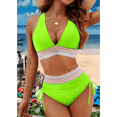 thumbnail image 2 of Bikini de Dos Piezas para Mujer, Cintura Alta, Cuello Halter, Traje de Baño, Verde Fluorescente, Talla S, 2 of 7
