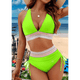 thumbnail image 2 of Bikini de Dos Piezas para Mujer, Cintura Alta, Cuello Halter, Traje de Baño, Verde Fluorescente, Talla S, 2 of 7