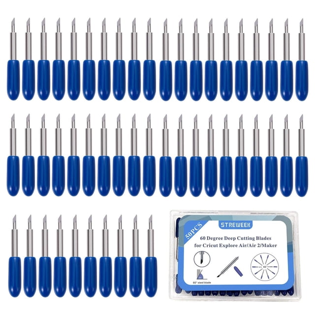 Cuchillas de repuesto STREWEEK 60° Deep Cut, 50 unidades, para Cricut