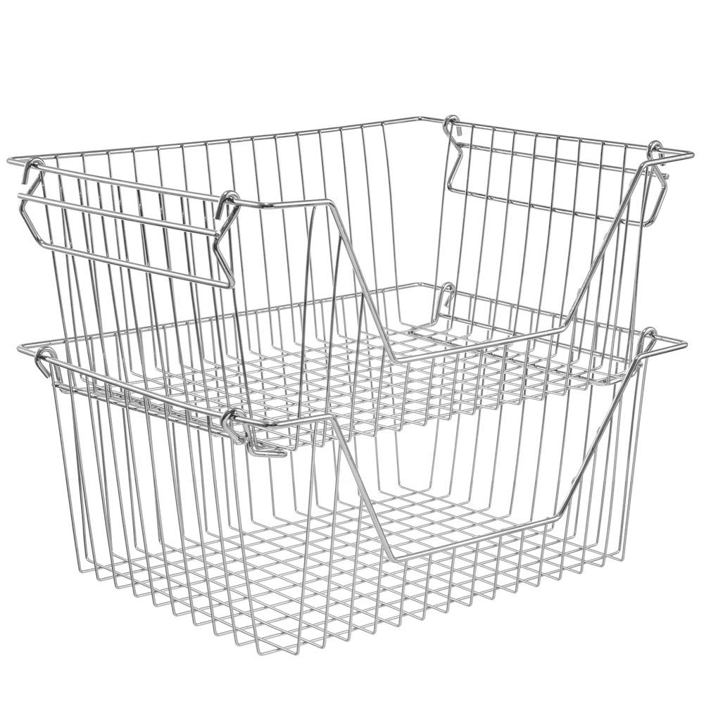 SANNO 14" Large Stacking Wire Baskets Organizer Matel Storage Basket