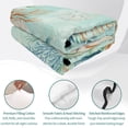 thumbnail image 4 of King Quilt Set 96''x106'', Teal Beach Coastal Lightweight Bedspread Coverlet Set with 2 Pillow Shams, Summer Nautical Coral Shell Botanical Breathable All Season Quilt Bedding for Bedroom/Guest Room, 4 of 9