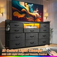 thumbnail image 5 of EnHomee Black Dresser with 11 Drawers Dressers for Bedroom TV Stand for 55" TV LED TV Stand with Charging Station Long Dresser with Shelves&4 Hooks,Black, 5 of 9