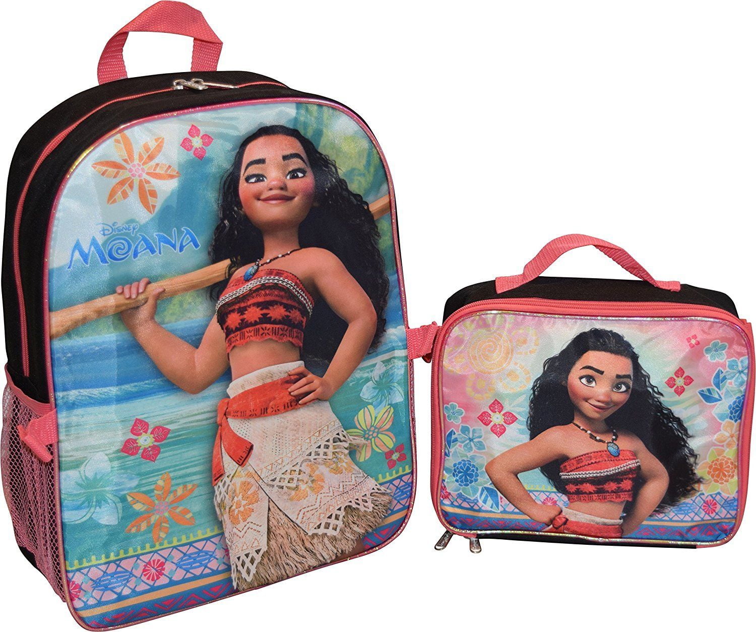Disney Girl's Princess Moana 16" Backpack W/ Detachable Lunch Boxblk