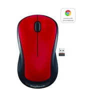 Logitech Full-Size Wireless Mouse, USB Nano Receiver, 1000 DPI Optical Tracking, Ambidextrous, Red, Walmart Exclusive