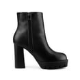 thumbnail image 3 of BLISSFUL STEP Women's Round Toe Side Zip Block Heels Ankle Boots Black (Size 7), 3 of 7