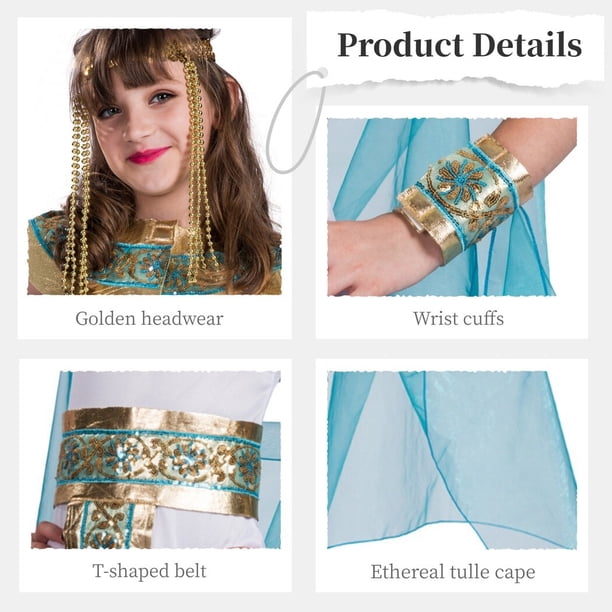 Disfraz Infantil De Cleopatra Para Niña – Atuendo Egipcio Con Accesorios Para Carnaval Y Cosplay