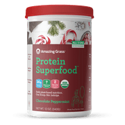 Amazing Grass Protein Superfood Powder, Holiday Chocolate Peppermint, 20g Protein, 12.0oz