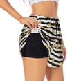thumbnail image 3 of Lsque Gold Flamingo Printed Women's Running Shorts with Liner Pockets,Elastic Quick Dry Workout Athletic Gym Yoga Shorts,Womens High Waist Shorts-Small, 3 of 9