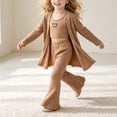 thumbnail image 6 of LvhaoGJOB Toddler Girls Cardigan and Pants Outfit Set, Khaki - ribbed knit, embroidered butterfly, 6 of 7