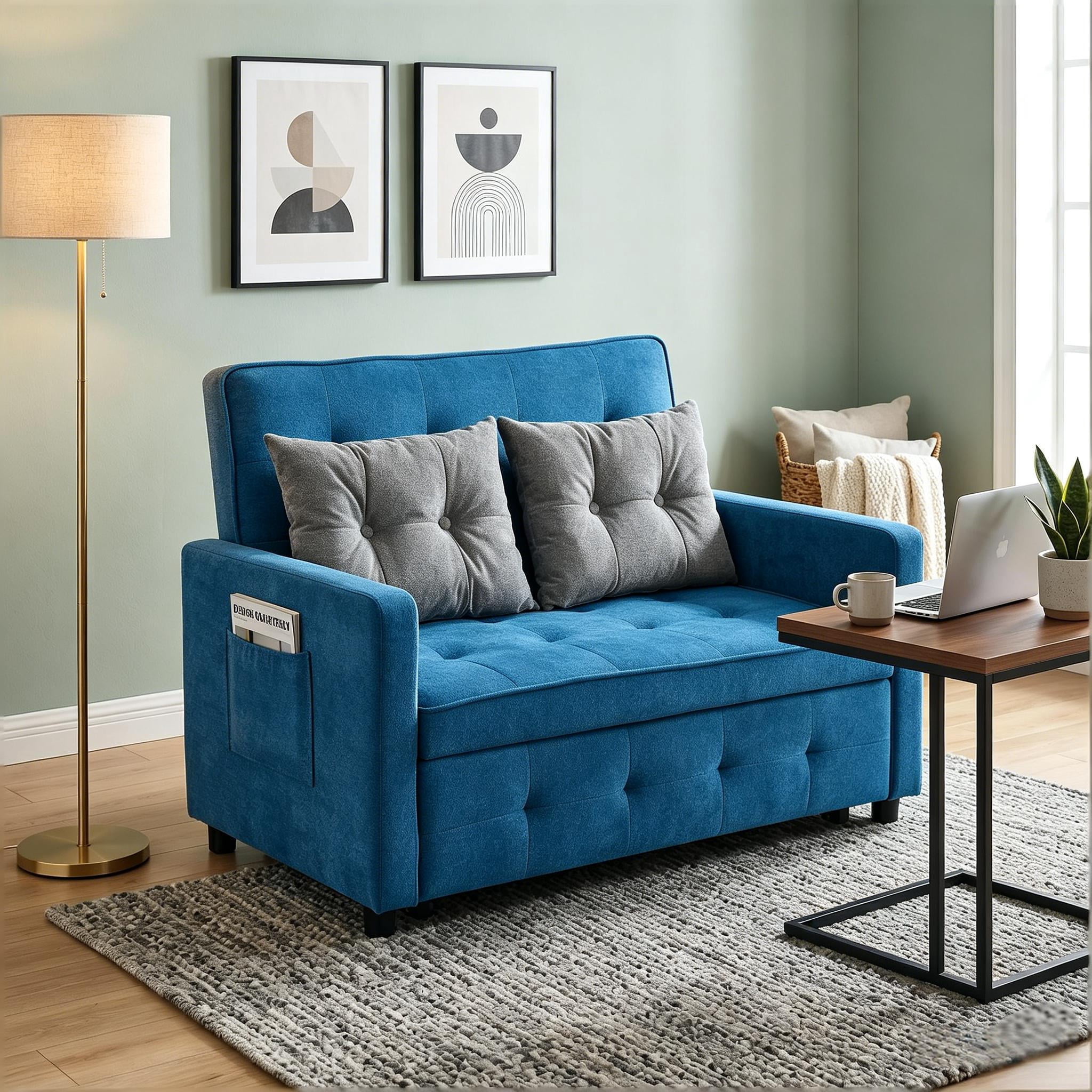 Howcool 3-in-1 Sleeper Chair Convertible Pull Out Bed Adjustable Armchair Sofa Bed with USB & Side Pocket