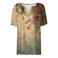 thumbnail image 5 of Floral Print Henley T-Shirt for Women, Short Sleeve V-Neck Button Top - Soft Summer Casual Tee with Slim Fit Army Green L, 5 of 8