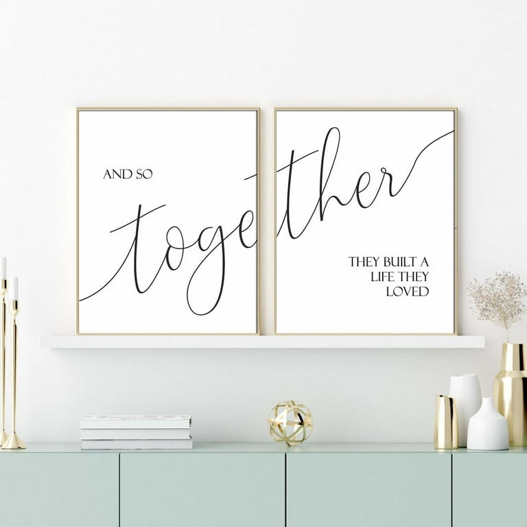 Set of 2 Prints And So Together They Built A Life They Loved Canvas Wall Art  Romantic Saying Poster Painting For Couple Bedroom Decor Unframed -  Walmart.com