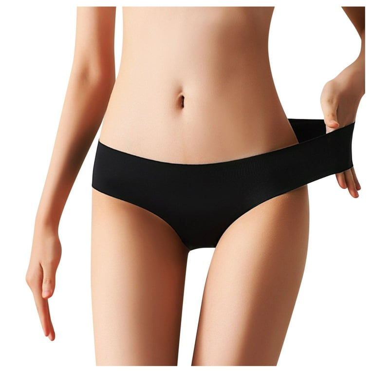 MRULIC intimates for women Underwear Breathable Midwaist Silk Non Color  Solid Women's Black + M 