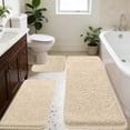 thumbnail image 4 of Tuvgenk 3 Piece Bathroom Rug Set Non Slip Water Absorbing Bathroom Rugs Sets 3 Large Bath Mat Set for Shower(Khaki,47x16 inch,24x16 inch,20x16 inch), 4 of 9