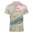 thumbnail image 5 of Chinese Lotus Men Zipper T-shirt Summer Casual Short Sleeve T-shirt Top, 5 of 7