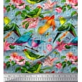 thumbnail image 1 of Soimoi Crepe Silk Fabric Birds,Leaves & Lily Flower Fabric Prints by Yard 42 Inch Wide, 1 of 1