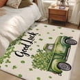thumbnail image 5 of St Patrick's Day Shamrock Area Rug 4'x6', Green Truck Lucky Four Leaf Beige Washable Non-Slip Rugs, Low Pile Large Carpet for Living Room Bedroom Dining Room Kitchen Office Indoor Mat, 5 of 9