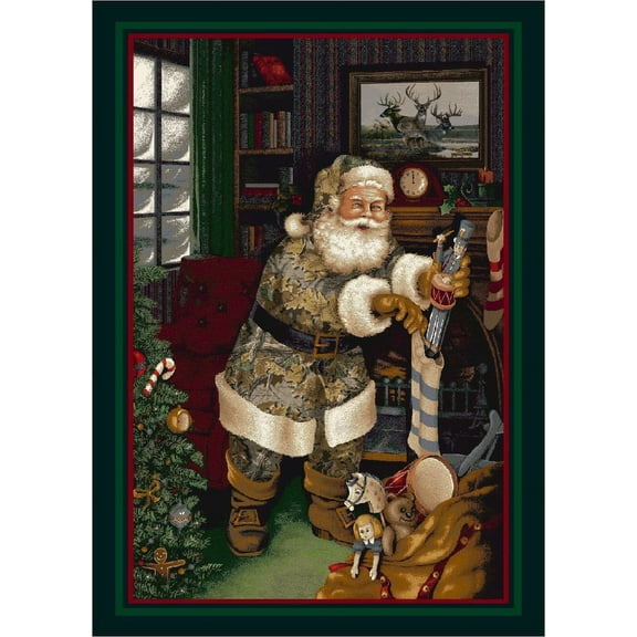Realtree Camo Santa Christmas Area Rug 2'8" x 3'10" Durable Easy to Clean Holiday Decor