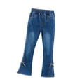 thumbnail image 4 of KYAIGUO Kids Toddler Teenagers Girls Fall Winter Jeans Flare Leggings Padded Flare Pants Bowknot Flare Denim Pants Fashionable Casual Trousers 3-13T, 4 of 9