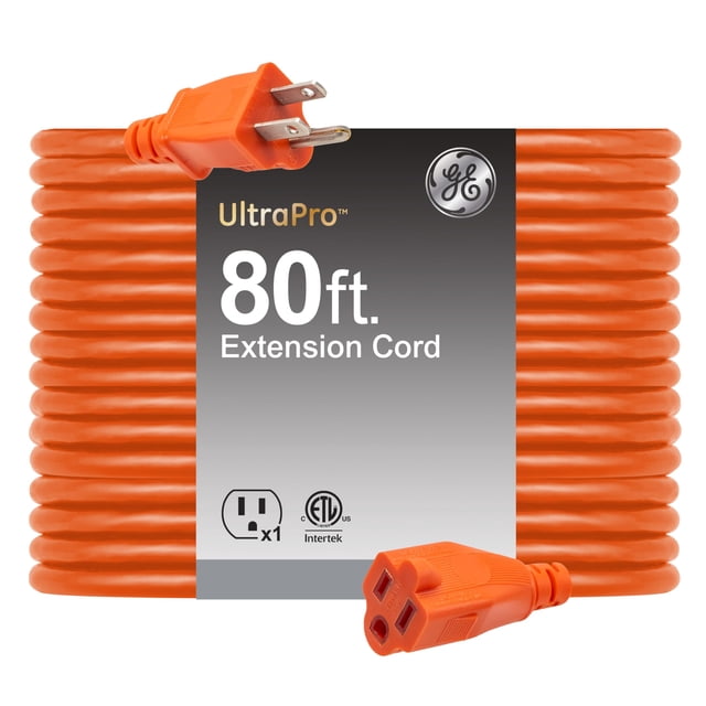 Cable de extensión GE Outdoor, 80 pies, 16 AWG, 3 clavijas, certificado ETL