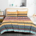 thumbnail image 3 of Chezmoi Collection Amara 3-Piece Boho Stripe Bed Sheet Set, Floral Colorful Bohemian Printed Brushed Microfiber Deep Pocket Sheets & Pillowcases, Twin, 3 of 10