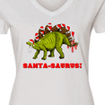 thumbnail image 4 of Inktastic Santa-Saurus Christmas Dinosaur Women's V-Neck T-Shirt, 4 of 5